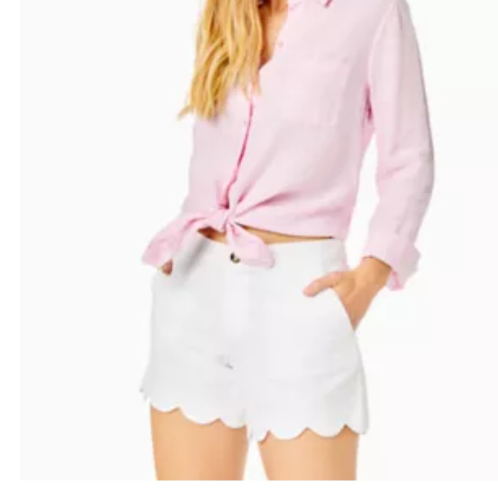 Lilly Pulitzer White 5" buttercup scalloped hem shorts